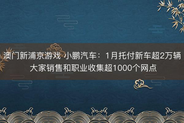 澳门新浦京游戏 小鹏汽车：1月托付新车超2万辆 大家销售和职业收集超1000个网点