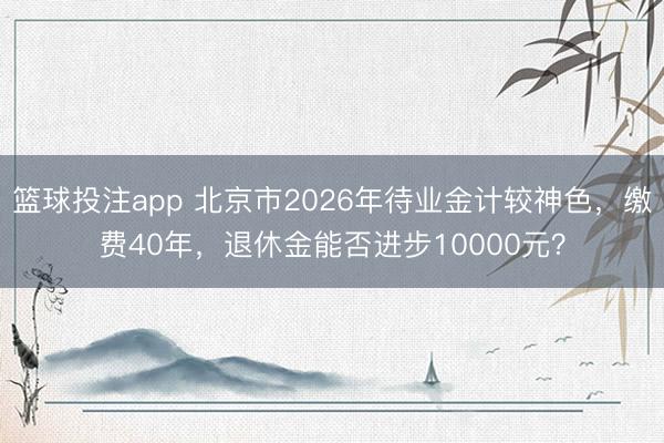 篮球投注app 北京市2026年待业金计较神色，缴费40年，退休金能否进步10000元？