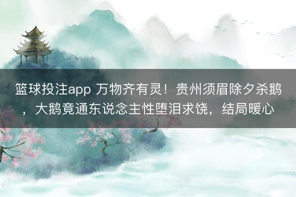 篮球投注app 万物齐有灵！贵州须眉除夕杀鹅，大鹅竟通东说念主性堕泪求饶，结局暖心