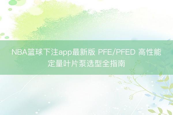 NBA篮球下注app最新版 PFE/PFED 高性能定量叶片泵选型全指南