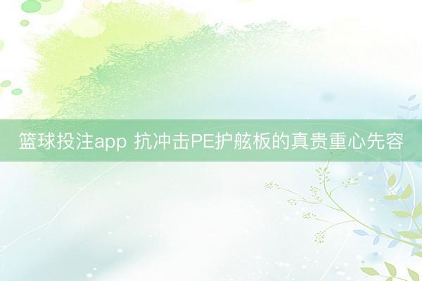 篮球投注app 抗冲击PE护舷板的真贵重心先容