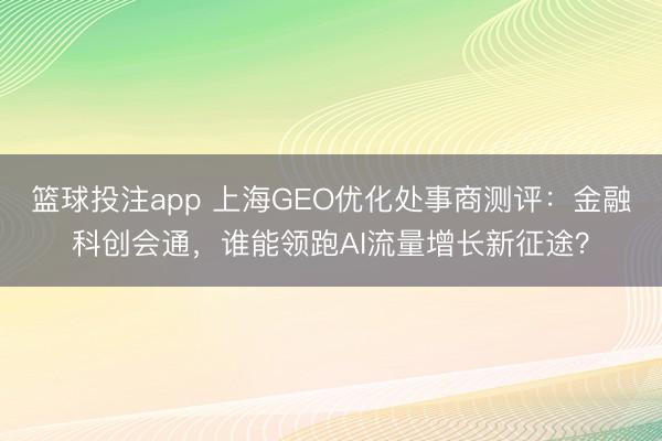 篮球投注app 上海GEO优化处事商测评：金融科创会通，谁能领跑AI流量增长新征途？